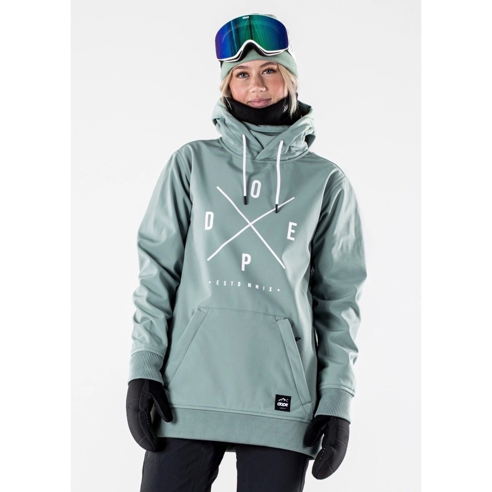 Dope Snow Yeti Softshell Ski Snowboard Jacket Sage Green Womens XS Hoodie